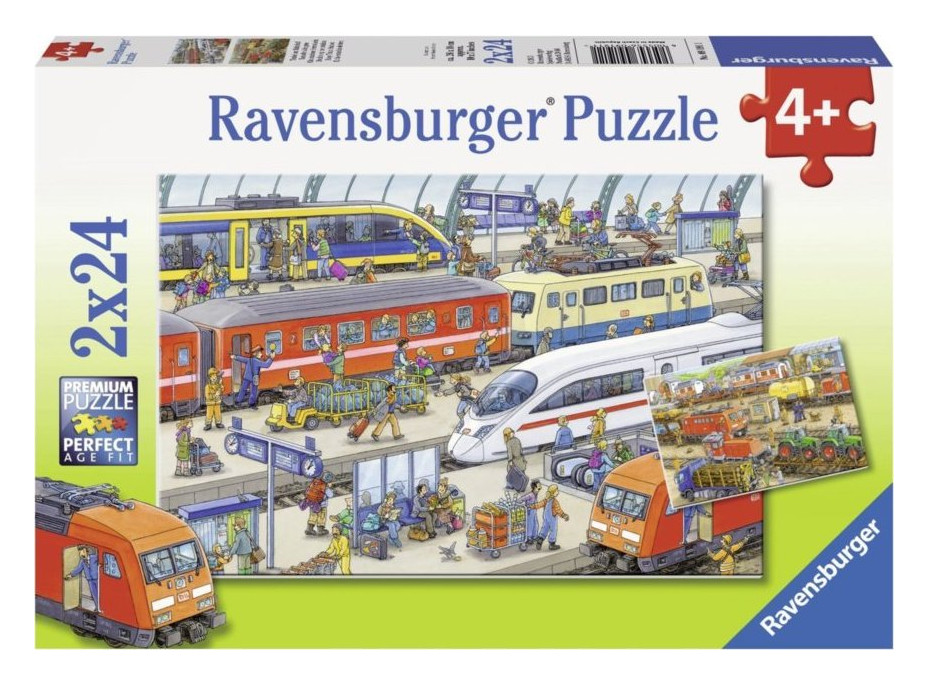 RAVENSBURGER Puzzle Rušné vlakové nádraží 2x24 dílků