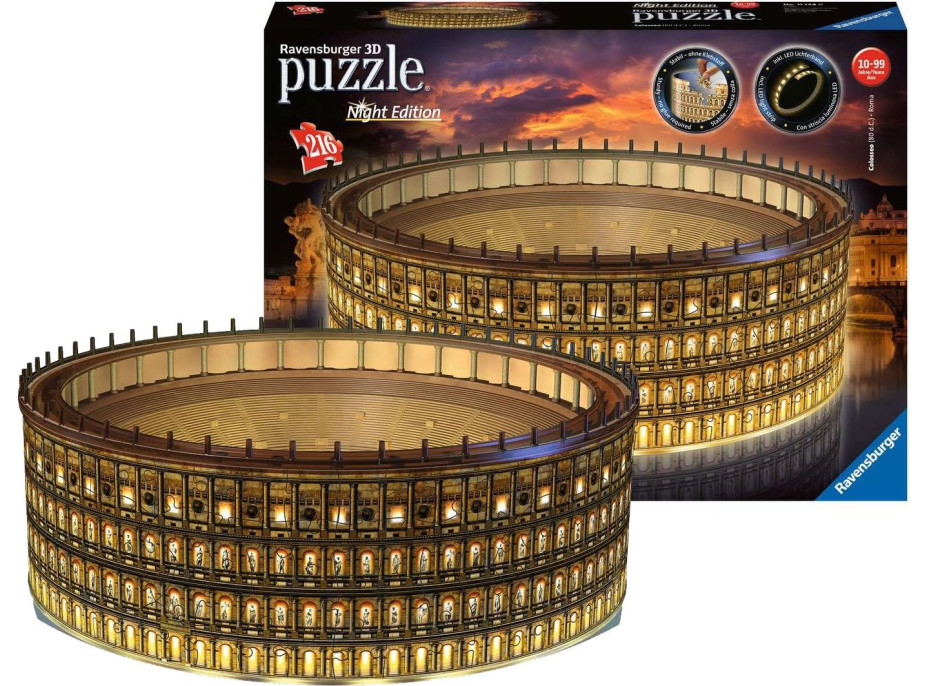 RAVENSBURGER Svítící 3D puzzle Noční edice Koloseum, Řím 216 dílků