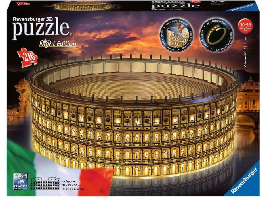 RAVENSBURGER Svítící 3D puzzle Noční edice Koloseum, Řím 216 dílků