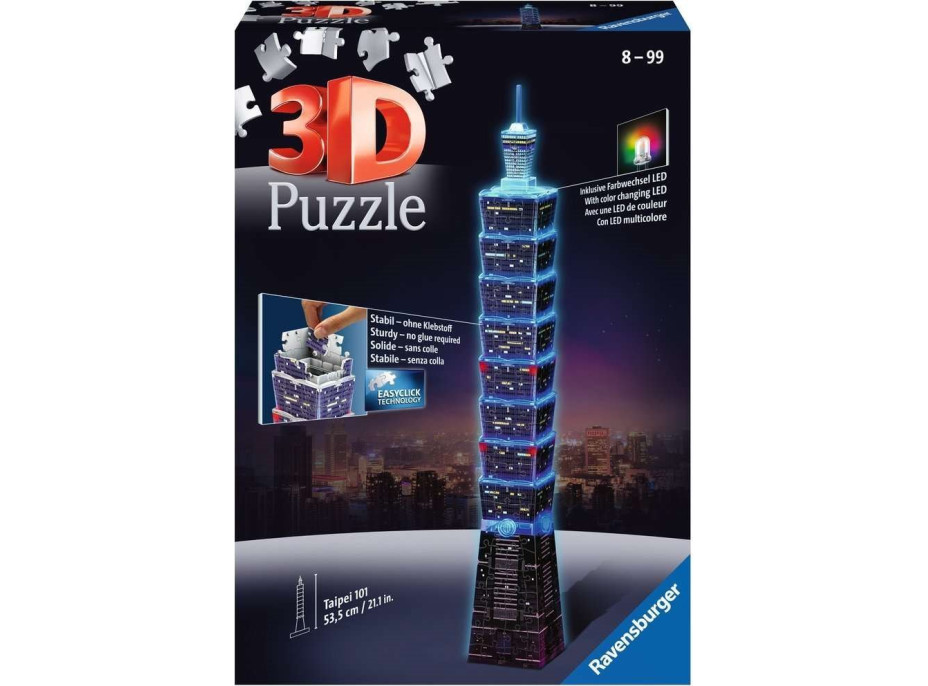 RAVENSBURGER Svítící 3D puzzle Noční edice Taipei 101, Taiwan 216 dílků