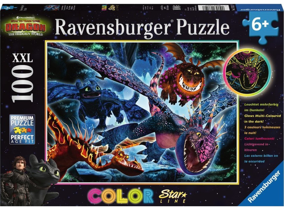 RAVENSBURGER Svítící puzzle Jak vycvičit draka III XXL 100 dílků