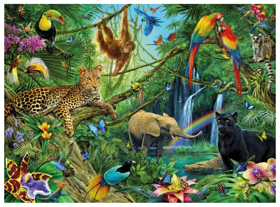 RAVENSBURGER Puzzle Zvířata v džungli XXL 200 dílků