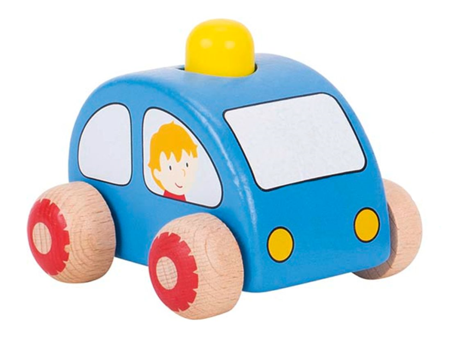 GOKI Dřevěné autíčko s houkačkou modré