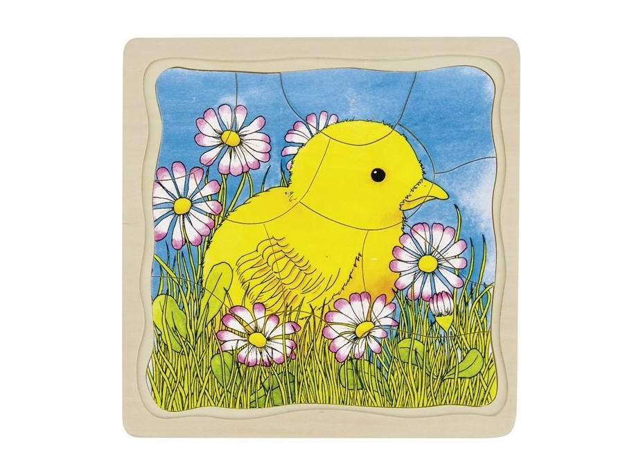 GOKI Vývojové dřevěné puzzle Slepice