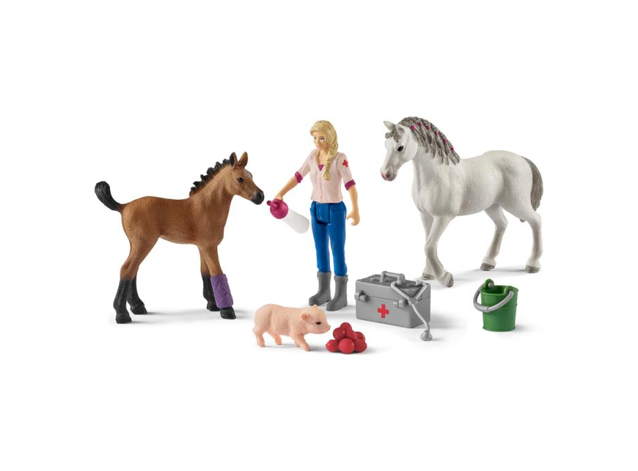 SCHLEICH Farm World® 42486 Návštěva lékaře u klisny a hříběte