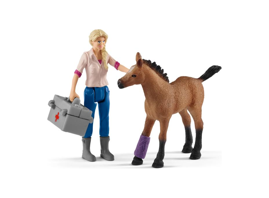 SCHLEICH Farm World® 42486 Návštěva lékaře u klisny a hříběte