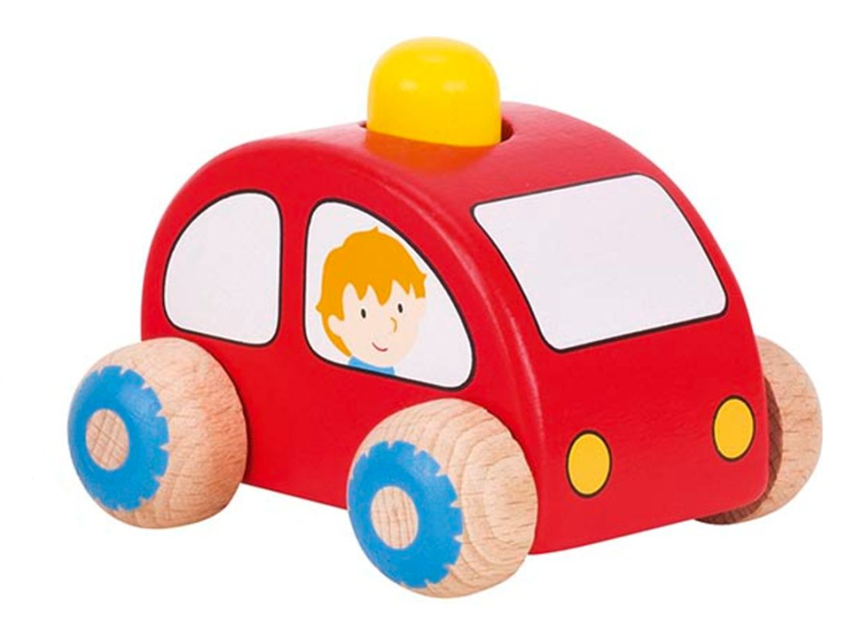 GOKI Dřevěné autíčko s houkačkou červené