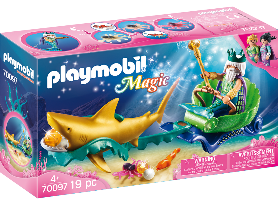 PLAYMOBIL® Magic 70097 Král moří se žraločím kočárem