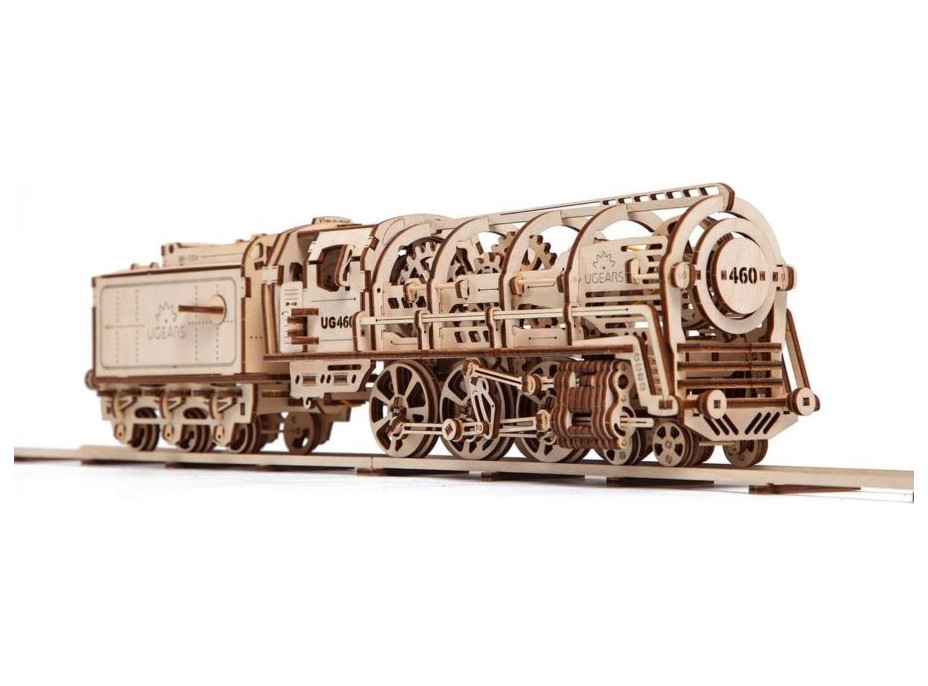 UGEARS 3D puzzle Parní lokomotiva s vagónem 443 dílků