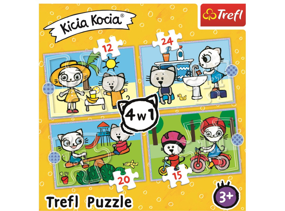 TREFL Puzzle Kicia Kocia: Den kočičky 4v1 (12,15,20,24 dílků)