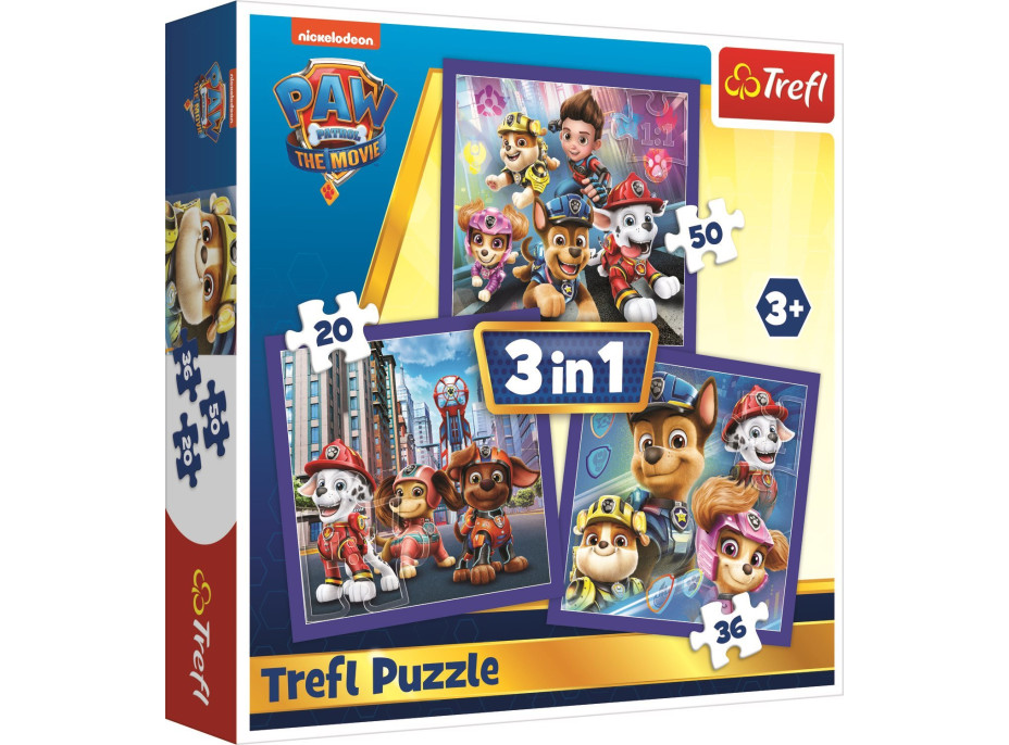 TREFL Puzzle Tlapková patrola: Připraveni do akce 3v1 (20,36,50 dílků)