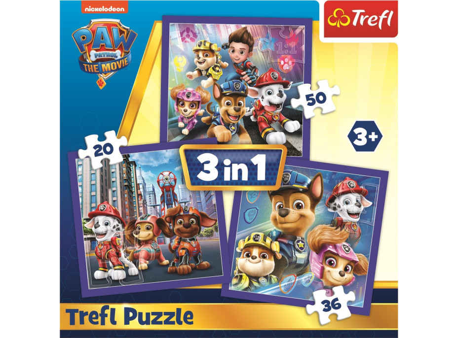 TREFL Puzzle Tlapková patrola: Připraveni do akce 3v1 (20,36,50 dílků)