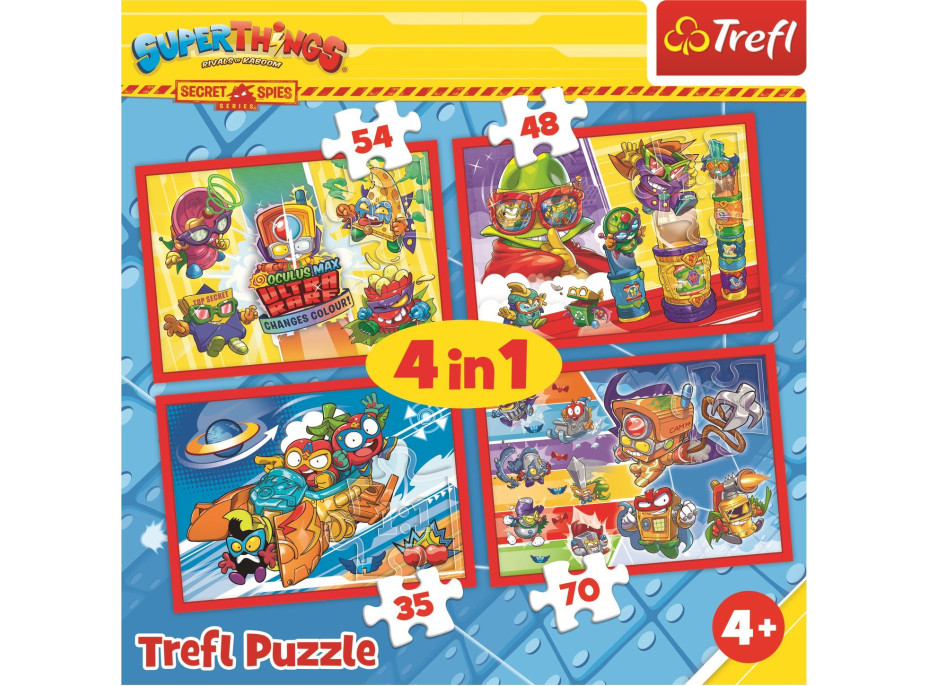 TREFL Puzzle Super Things: Tajní špióni 4v1 (35,48,54,70 dílků)