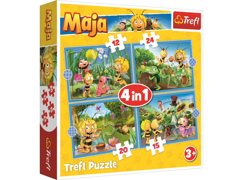 TREFL Puzzle Včelka Mája: Dobrodružství 4v1 (12,15,20,24 dílků)