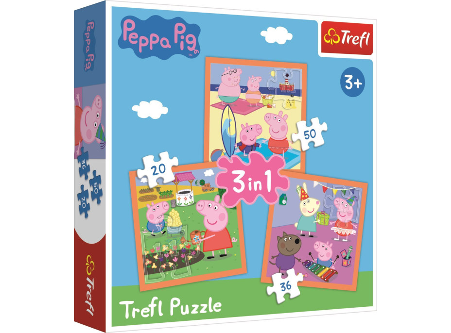 TREFL Puzzle Prasátko Peppa: Úžasné nápady 3v1 (20,36,50 dílků)