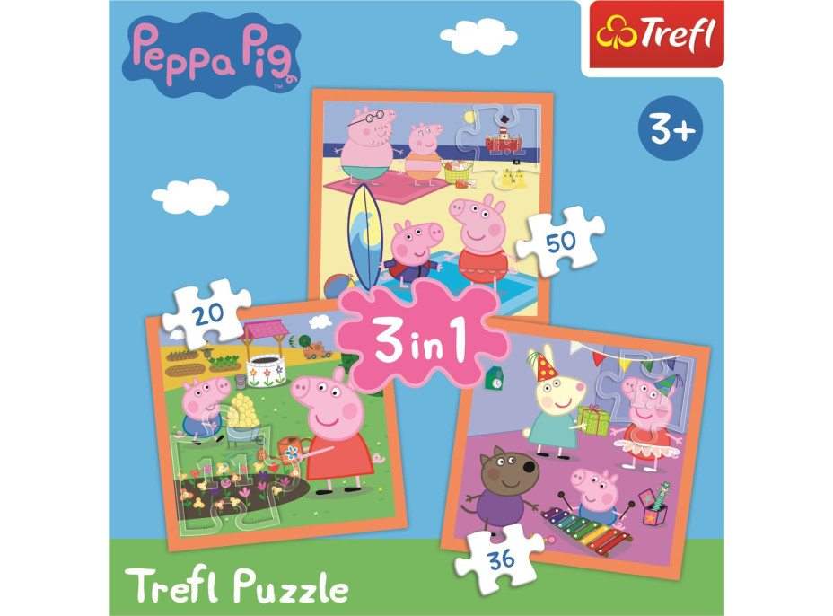 TREFL Puzzle Prasátko Peppa: Úžasné nápady 3v1 (20,36,50 dílků)