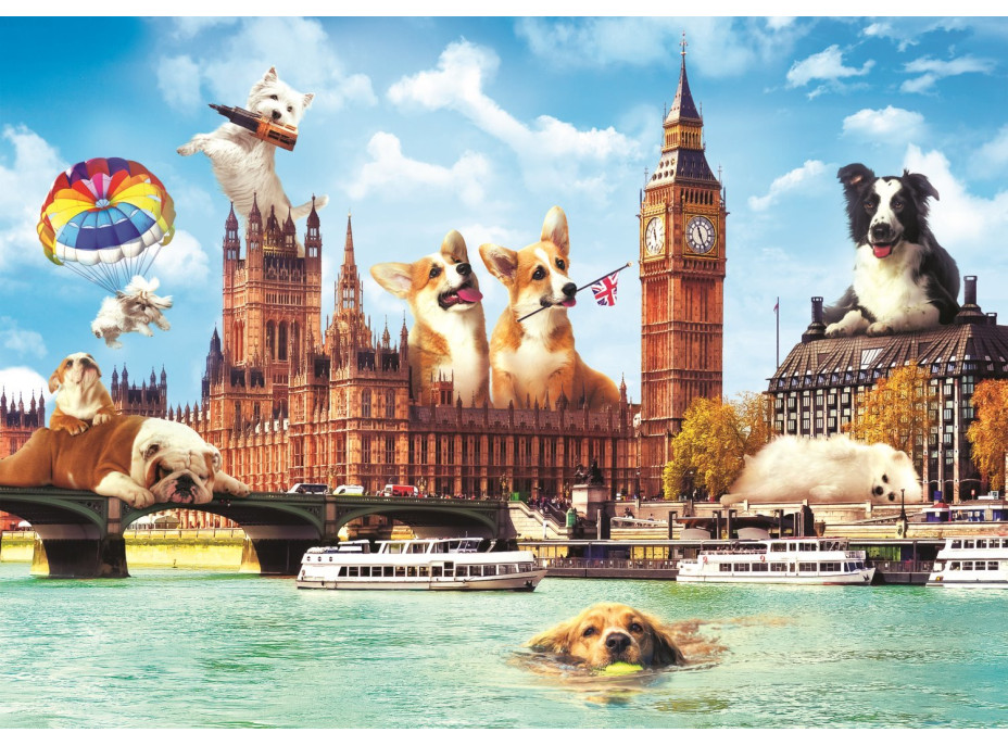 TREFL Puzzle Legrační města: Psi v Londýně 1000 dílků
