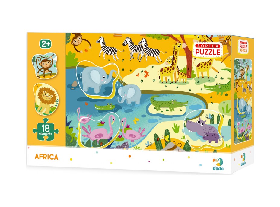 DODO Puzzle s vkládačkou Safari 18 dílků