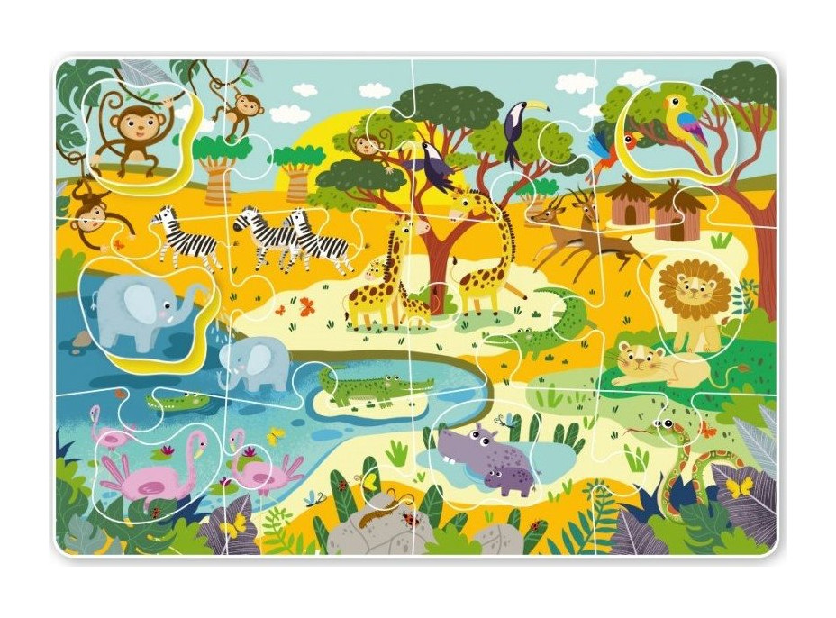 DODO Puzzle s vkládačkou Safari 18 dílků