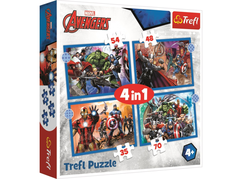 TREFL Puzzle Stateční Avengers 4v1 (35,48,54,70 dílků)