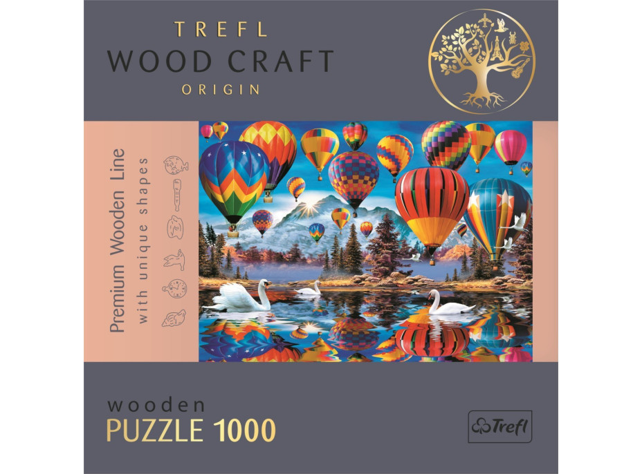 TREFL Wood Craft Origin puzzle Barevné balóny 1000 dílků