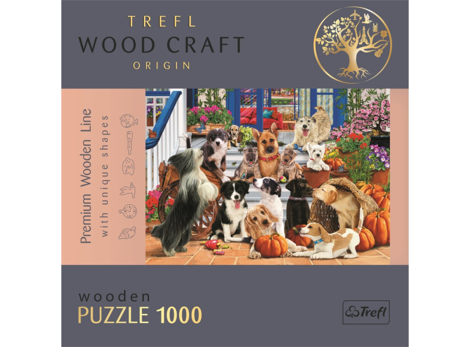 TREFL Wood Craft Origin puzzle Psí přátelství 1000 dílků