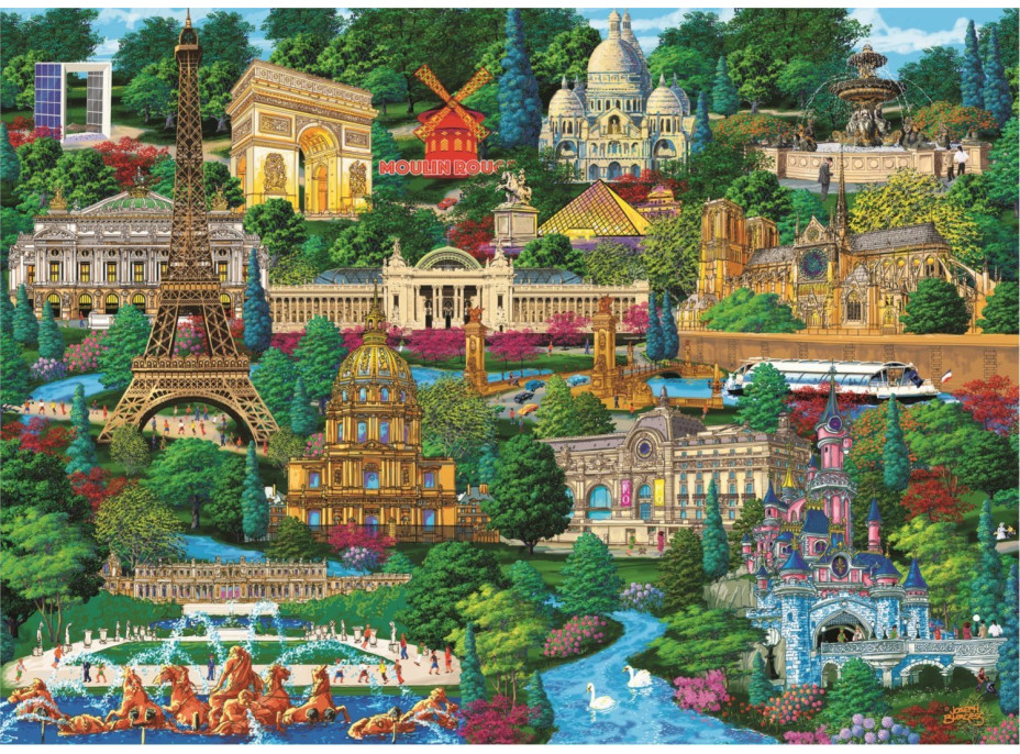 TREFL Wood Craft Origin puzzle Slavná místa Francie 1000 dílků