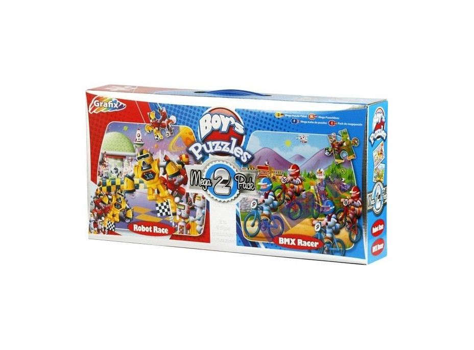GRAFIX Panoramatické puzzle Závod robotů & Závodníci BMX 2x45 dílků