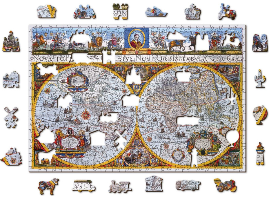 WOODEN CITY Dřevěné puzzle Antická mapa Nova Terrarum 2v1, 505 dílků EKO