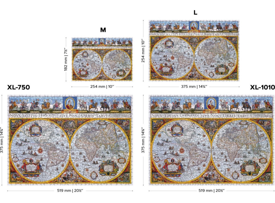 WOODEN CITY Dřevěné puzzle Antická mapa Nova Terrarum 2v1, 505 dílků EKO