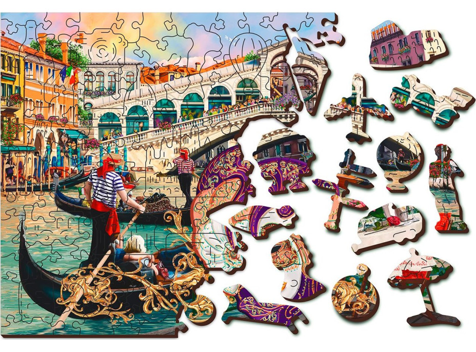 WOODEN CITY Dřevěné puzzle Benátský karneval 2v1, 300 dílků EKO