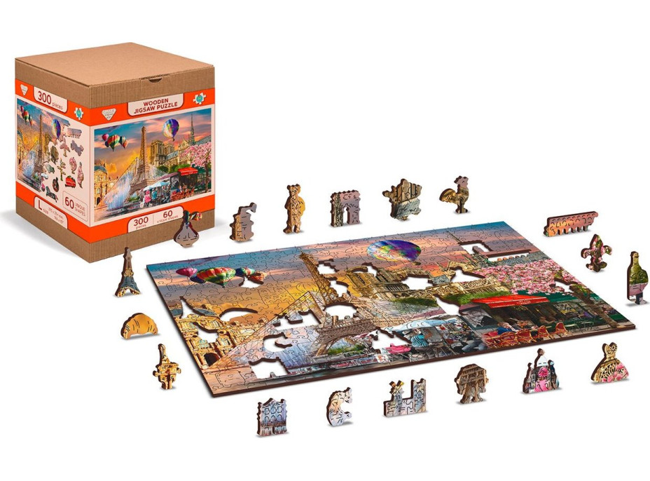 WOODEN CITY Dřevěné puzzle Jaro v Paříži 2v1, 150 dílků EKO