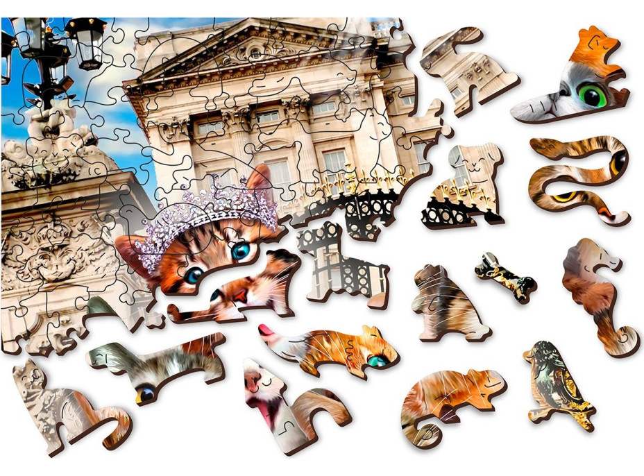 WOODEN CITY Dřevěné puzzle Koťata v Londýně 2v1, 75 dílků EKO
