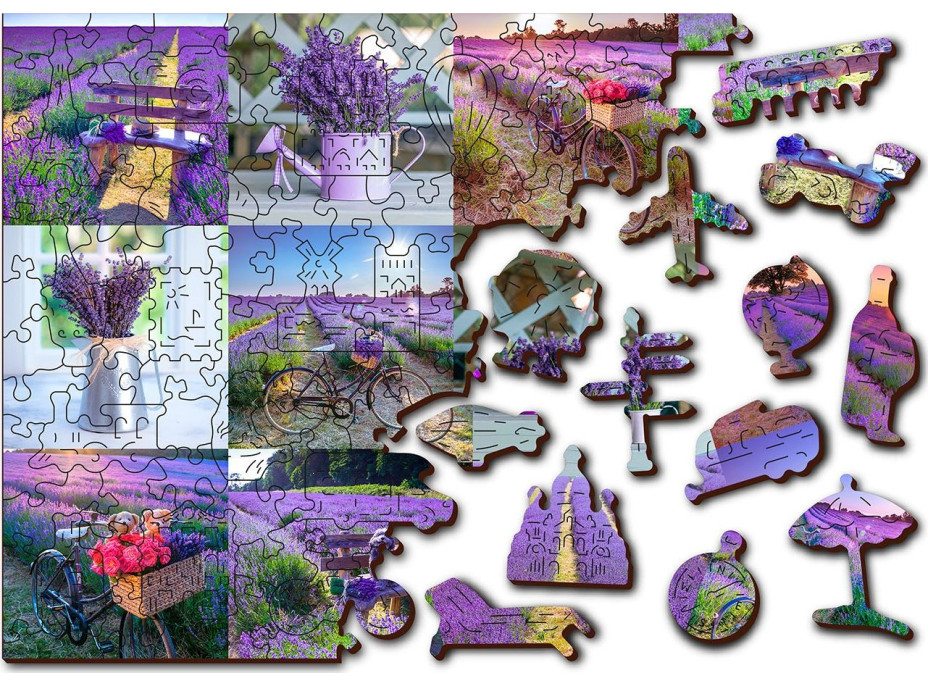 WOODEN CITY Dřevěné puzzle Levandulová Francie 2v1, 150 dílků EKO