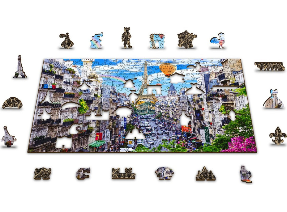 WOODEN CITY Dřevěné puzzle Rušná Paříž 2v1, 150 dílků EKO