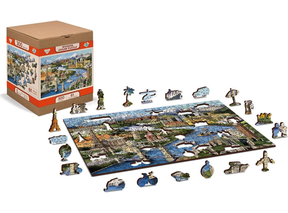 WOODEN CITY Dřevěné puzzle Světové památky 2v1, 300 dílků EKO