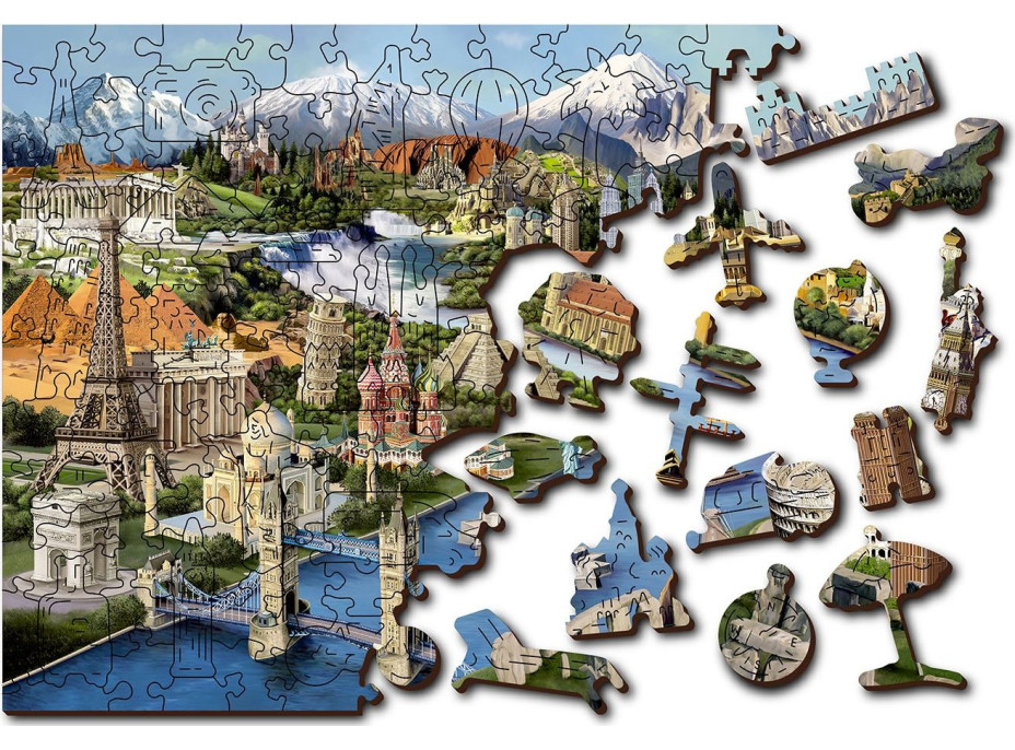 WOODEN CITY Dřevěné puzzle Světové památky 2v1, 300 dílků EKO
