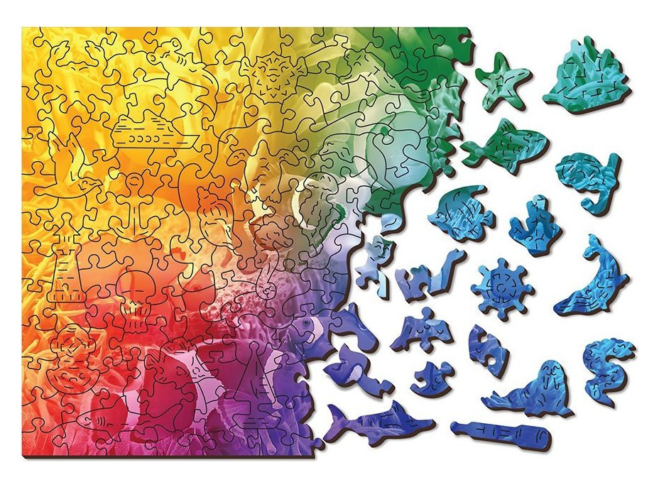 WOODEN CITY Dřevěné puzzle Tropické ryby 2v1, 100 dílků EKO