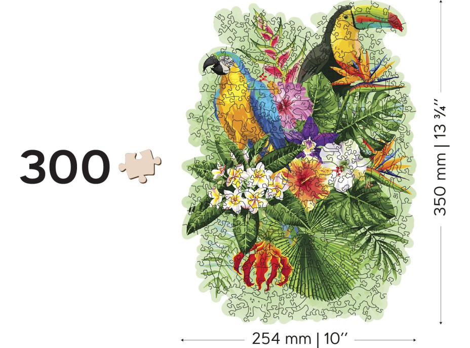 WOODEN CITY Dřevěné puzzle Tropičtí ptáci 300 dílků EKO