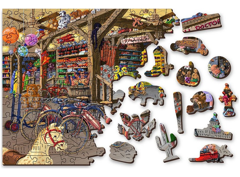 WOODEN CITY Dřevěné puzzle V hračkářství 2v1, 200 dílků EKO
