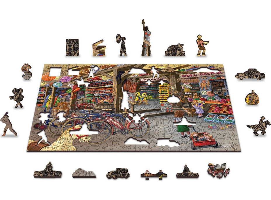 WOODEN CITY Dřevěné puzzle V hračkářství 2v1, 400 dílků EKO