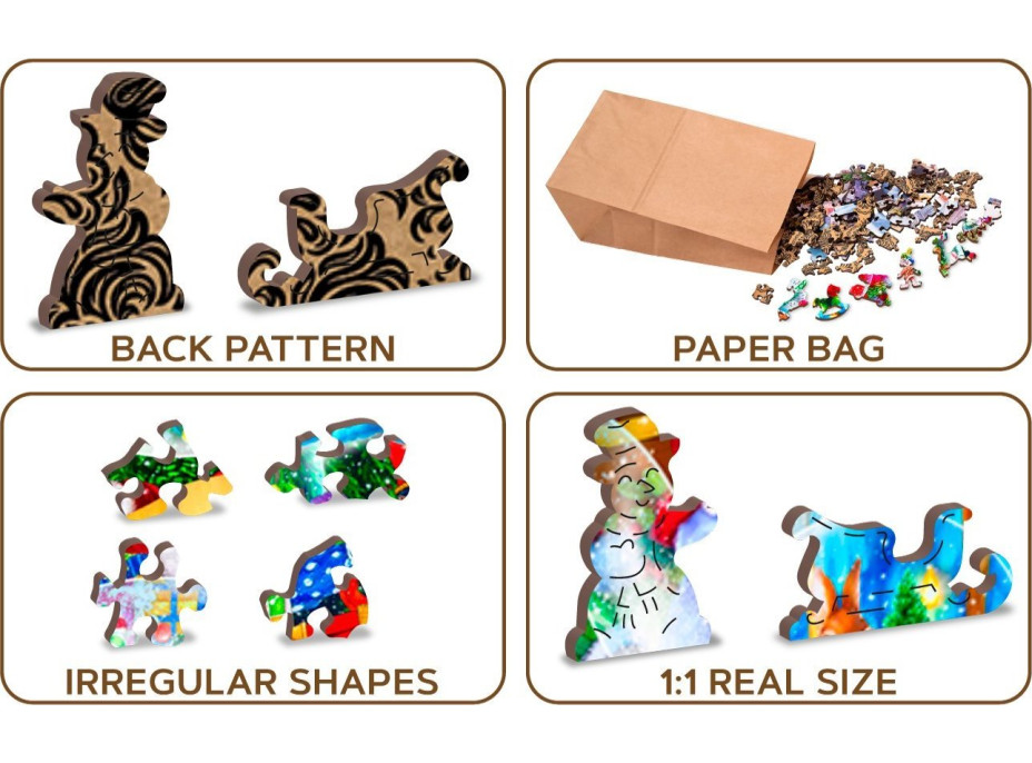 WOODEN CITY Dřevěné puzzle Vánoční sněžítka 2v1, 1010 dílků EKO