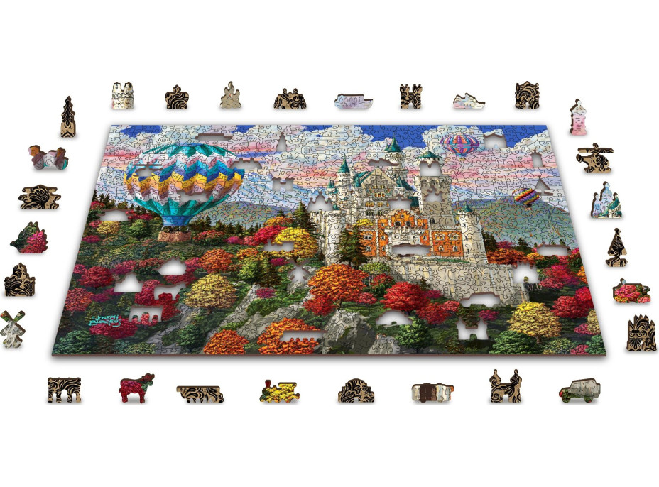 WOODEN CITY Dřevěné puzzle Zámek Neuschwanstein 2v1, 1010 dílků EKO