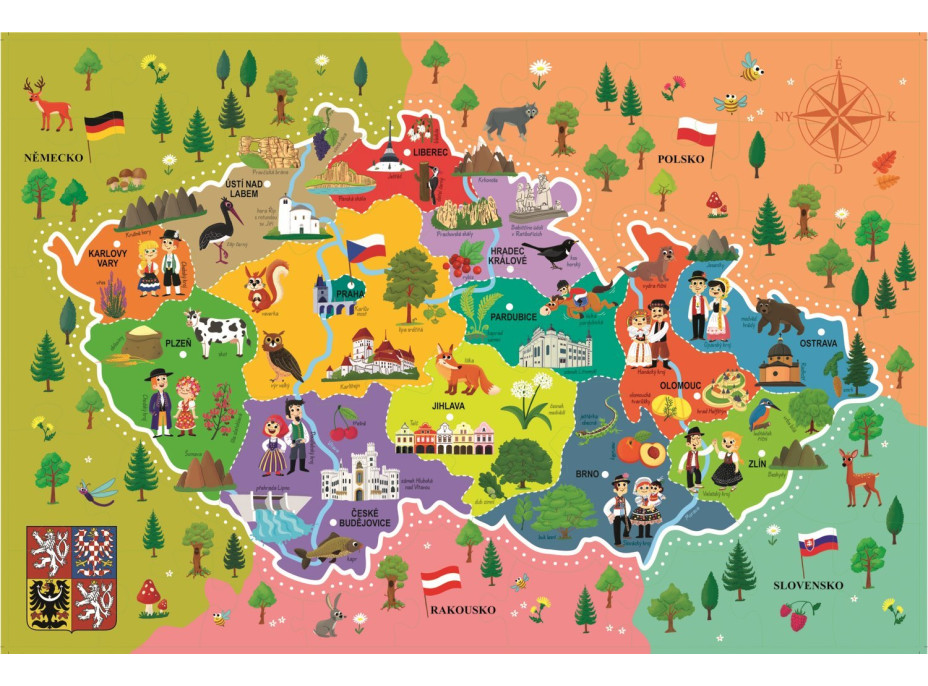 TREFL Puzzle Mapa České republiky 44 dílků