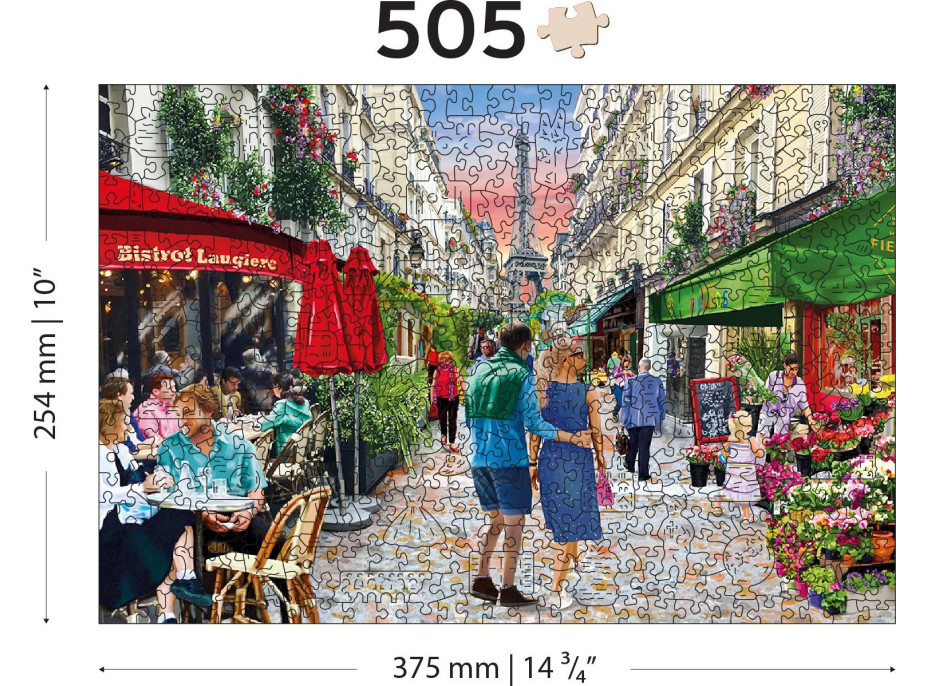 WOODEN CITY Dřevěné puzzle Pařížské bistro 2v1, 505 dílků EKO