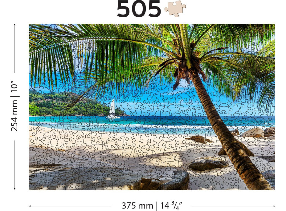 WOODEN CITY Dřevěné puzzle Pláž na Paradise Island, Karibské moře 2v1, 505 dílků EKO
