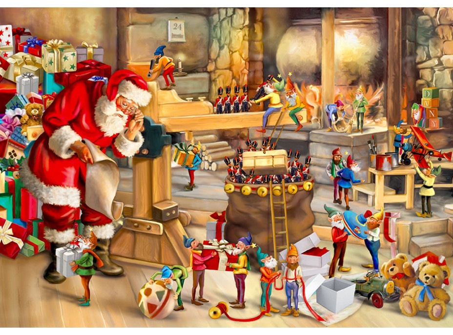 WOODEN CITY Dřevěné puzzle Santova dílna 2v1, 1010 dílků EKO