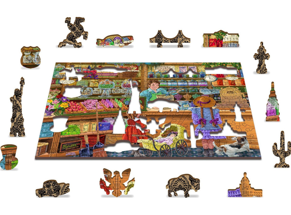 WOODEN CITY Dřevěné puzzle Sladké dobrodružství 2v1, 200 dílků EKO