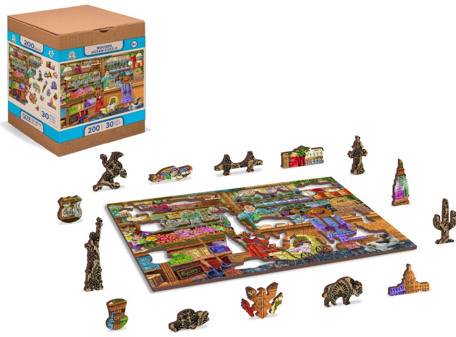 WOODEN CITY Dřevěné puzzle Sladké dobrodružství 2v1, 200 dílků EKO