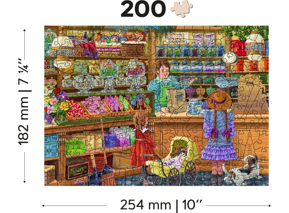 WOODEN CITY Dřevěné puzzle Sladké dobrodružství 2v1, 200 dílků EKO